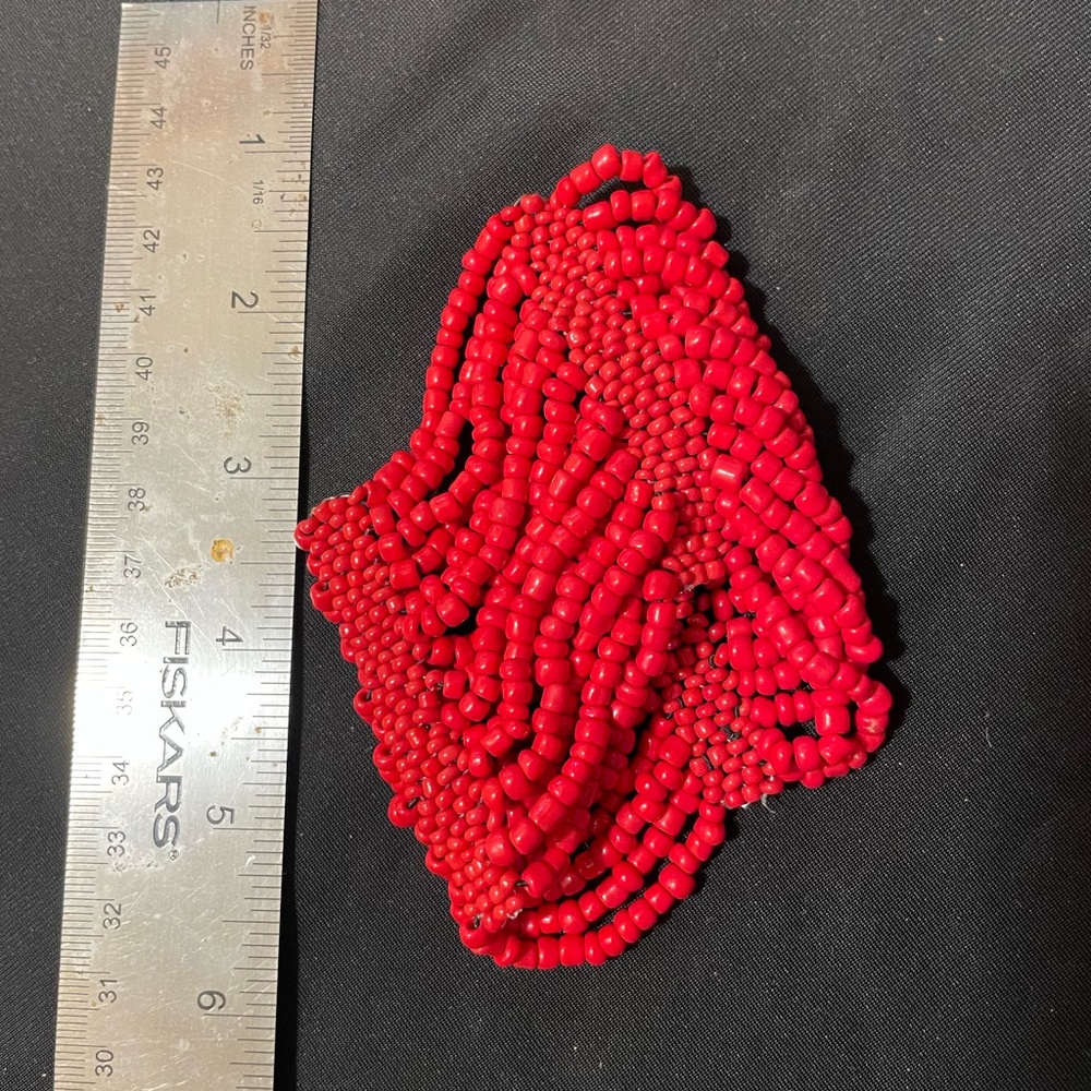 Red seed bead stretch bracelet